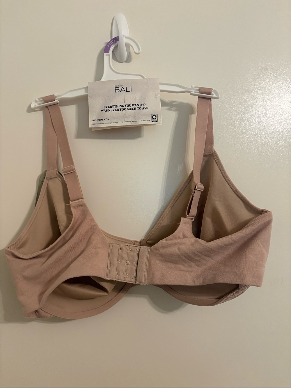 42DD Beauty by Bali Breathable Lace Underwire Bra Full Coverage Beige/tan - Picture 2 of 8